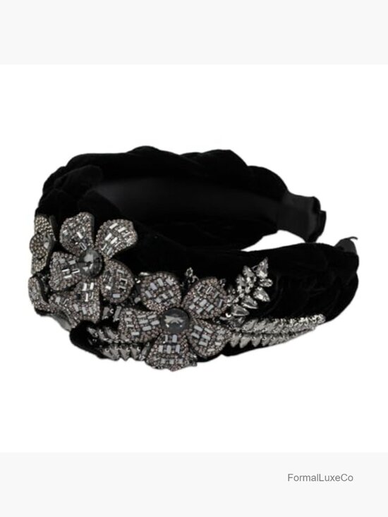 Big Crystal Flower Headband Velvet Padded Rhinestone Butterfly Leaf Floral
